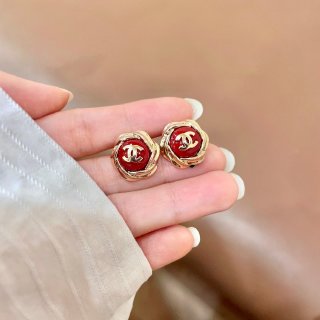 CHANEL Camellia Bloom CC Stud Earrings