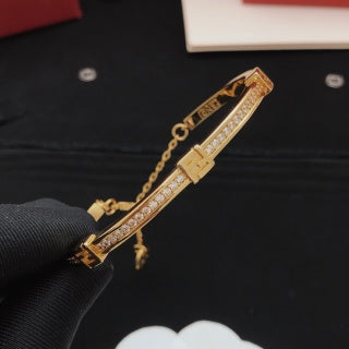 Fendi Celestia FF Pavé Line Cuff Bracelet