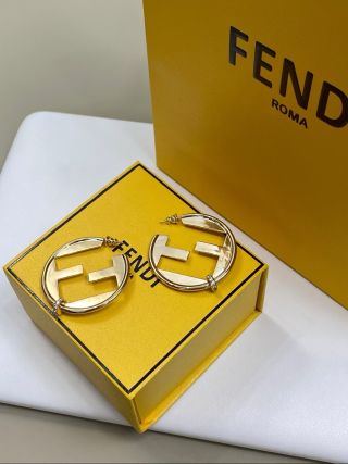 Fendi Solara FF Open Hoop Earrings